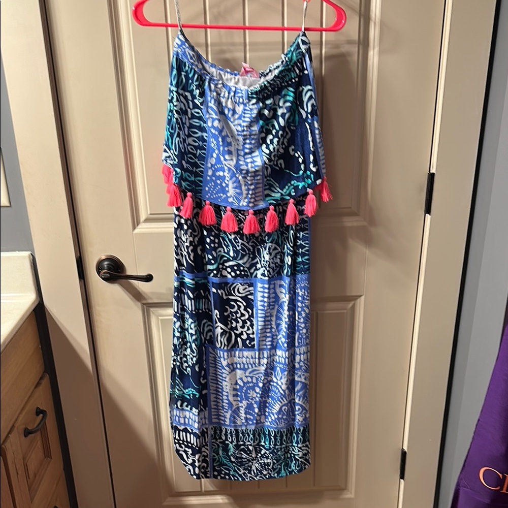 Lilly Pulitzer Blue and Pink Midi Dress
